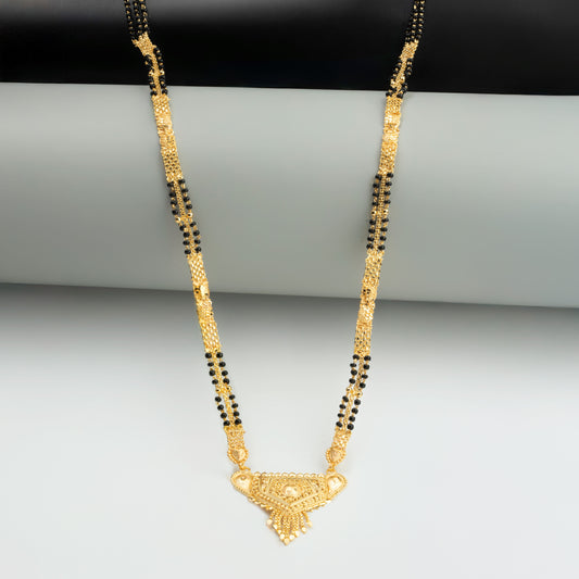 Long double chain Gold plated Bridal Mangal-sutra Set for women