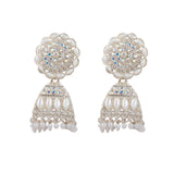 Antique Gold Tone off white Trending Kundan & Pearl Jhumki Danglers Drop Earring for Girls & Women