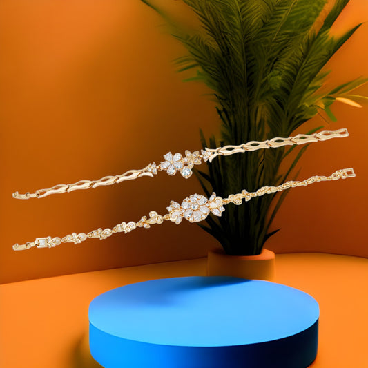 Gold plated Western style Cuff Bracelet combo set Bangles for women and girls