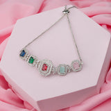 Rhodium Plated American Diamond Cuff Bracelet for women & Girls