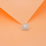 Western Style American Diamond Rhodium plated Adjustable Ring for Women -Pink