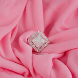 Western Style American Diamond Rhodium plated Adjustable Ring for Women -Pink