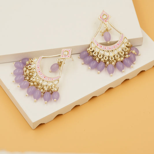 Designer Kundan & Pearl Earrings Pair Set for Girls & Women