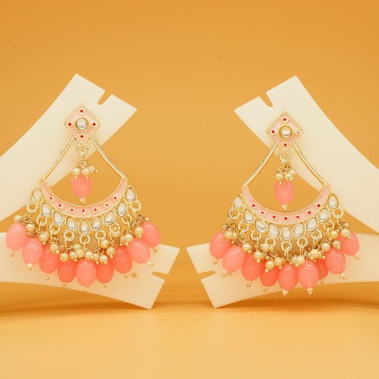 Fashionable Kundan & Pearl Earrings Set for Girls & Women
