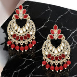 Multicolor Trending Kundan & Pearl Jhumke Earrings Jewelry Set for Girls & Women