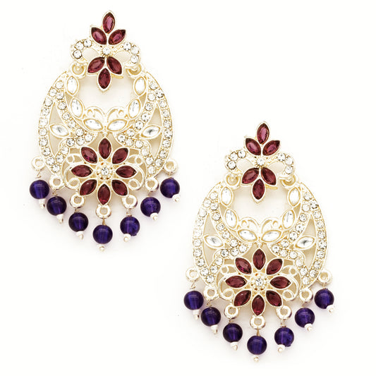 Multicolor Danglers Kundan & Pearl Earrings Set for Girls & Women