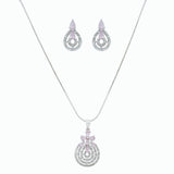 American diamond Necklace Pendant chain jewelry set with pair of Earrings.