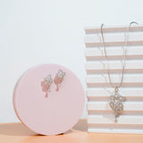 American diamond Trending Look Necklace Pendant chain jewelry set with pair of Earrings.