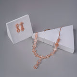 Rose gold plated American diamond Necklace jewelry set with Earrings.