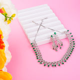 Rhodium Plated American Diamond Wedding Necklace Jewelry set with Earrings for women. (Copy)