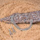 Rhodium Plated American Diamond Wedding Necklace Jewelry set with Earrings for women.