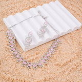 Rhodium Plated American Diamond /AD Wedding Necklace Jewelry set with matching Earrings for women. Gift for women & Girls
