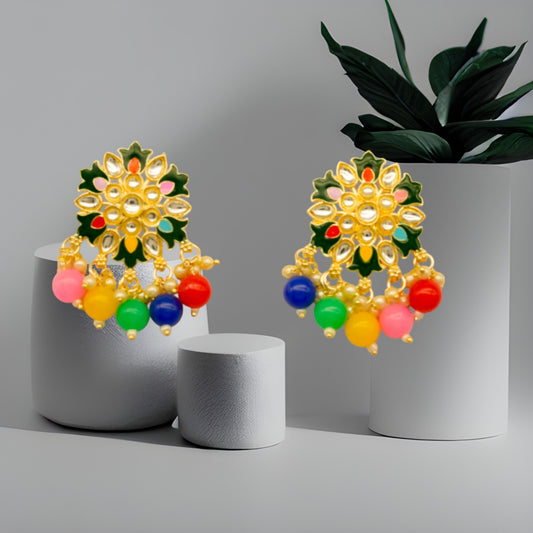 Designer Kundan Dangler Earrings Jhumki Set for Women