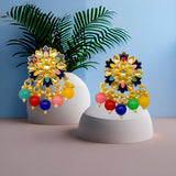 Designer Kundan Dangler Earrings Jhumki Set for Women