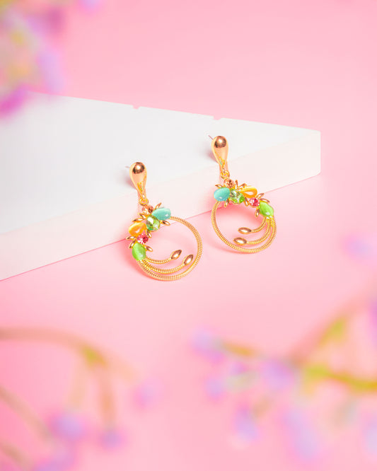 Anti tarnish western style multicolor gold plated Earrings for Women & girls.