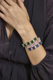 Rhodium Plated American Diamond western stylish multicolor Bracelet set for women
