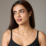 Gold-Tone Triple Multi Layers Chain Necklace set Pendant for women & girls