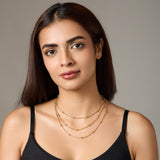 Gold-Tone Triple Multi Layers Chain Necklace set Pendant for women & girls