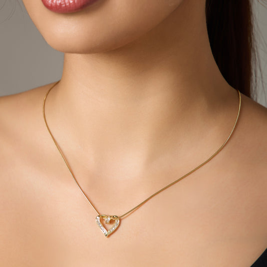 Gold-Tone Chain Necklace with Heart shaped Pendant for women & Girls