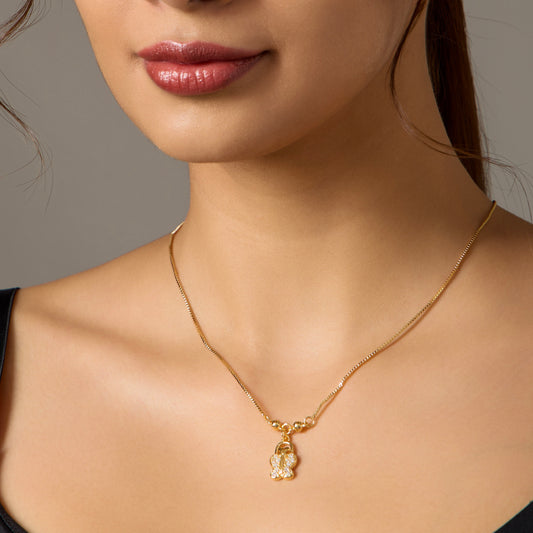 Gold-Toned Heart shaped Pendant chain set for women & girls