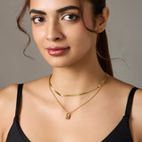 western style Gold-Tone two layer pendant Chain Necklace set for Women