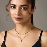 western style Gold-Tone two layer pendant Chain Necklace set for Women