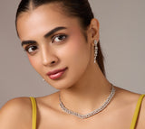 American diamond Necklace Pendant chain jewelry set for women with pair of Earrings.