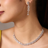 American diamond Necklace Pendant chain jewelry set for women with pair of Earrings.