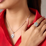 American diamond Necklace Pendant chain jewelry set with pair of Earrings.