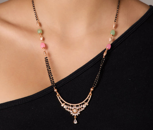Traditional Rose Gold plated one Gram forming Mangalsutra for women.
