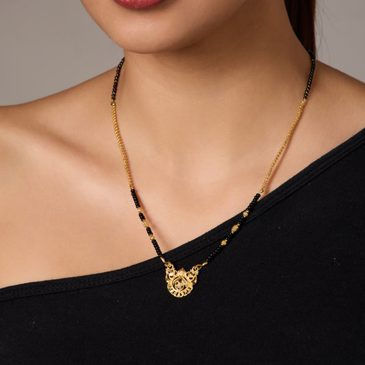 Indian Traditional Gold plated Mangal sutra with black Beads for women