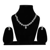 Rhodium Plated American diamond Necklace chain jewelry set for women with pair of Earrings.
