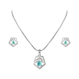 American diamond Necklace Pendant chain jewelry set with pair of Earrings.
