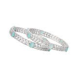 American diamond Bangles Kada type set for women with green Gemstones