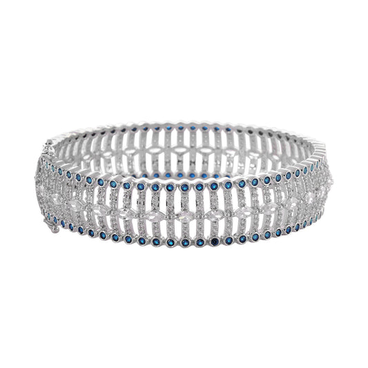 Rhodium plated American diamond Bangles Kada type for women