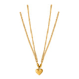 Western Style Two-Layer Gold Chain Pendant with Heart Charm for women elegant necklace jewelry set for girls