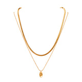 western style Gold-Tone two layer pendant Chain Necklace set for Women