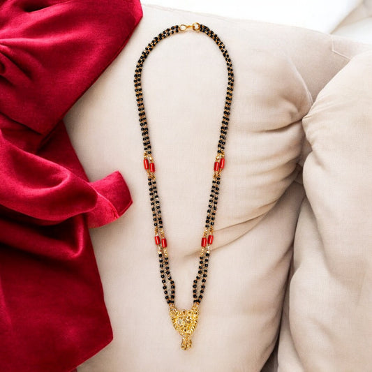 Gold plated Mangal sutra with black Beads for women
