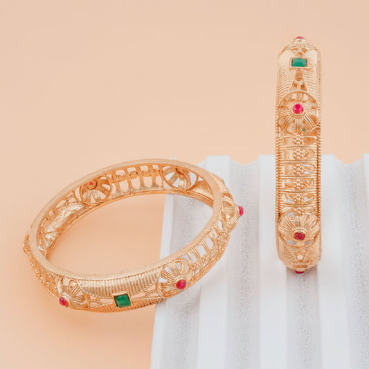 Gold plated Designer bangles set for women