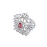 Western Style American Diamond Rhodium plated Adjustable Free Size Ring for Women