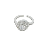 Western Style American Diamond Rhodium Silver plated Adjustable Ring for Women
