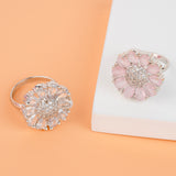 Western Style American Diamond silver Free Size adjustable Ring for Women