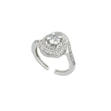 Western Style American Diamond Rhodium Silver plated Adjustable Ring for Women