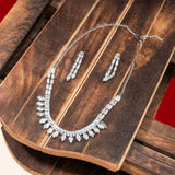 Western Stylish Crystals Stone  white Choker Necklace Set with Earrings Jewellery Set for Women.