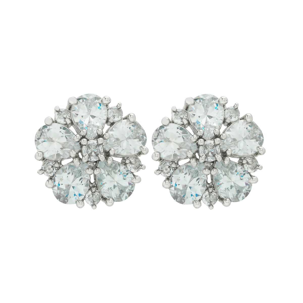 Rhodium Plated American Diamond Hoop type Earrings for Women & girls.