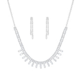 Western Stylish Crystals Stone  white Choker Necklace Set with Earrings Jewellery Set for Women.