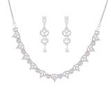 Rhodium Plated American Diamond /AD Wedding Necklace Jewelry set with matching Earrings for women and Girls
