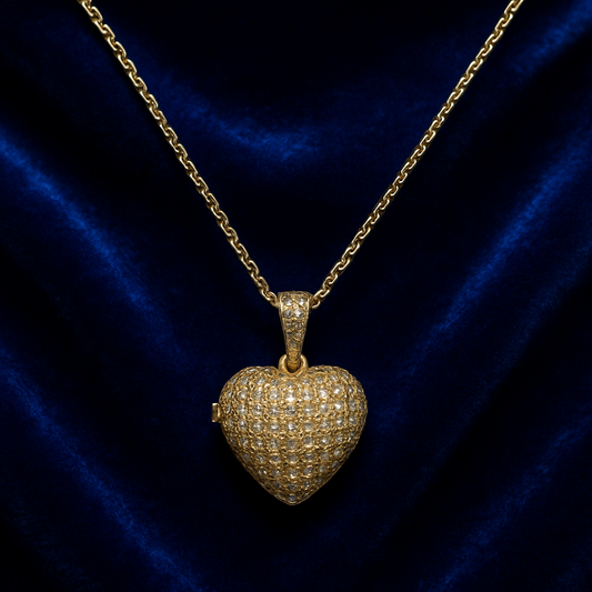 Heart of Grace - Gold Plated Crystal Locket Pendant with Chain