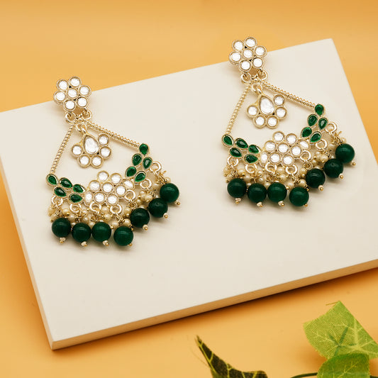 Multicolor Fancy Kundan & Pearl Jhumke Earrings Jewelry Set for Girls & Women