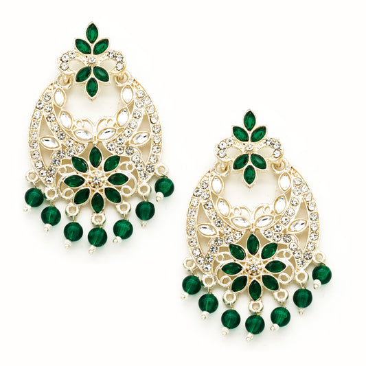 Multicolor Danglers Kundan & Pearl Earrings Set for Girls & Women